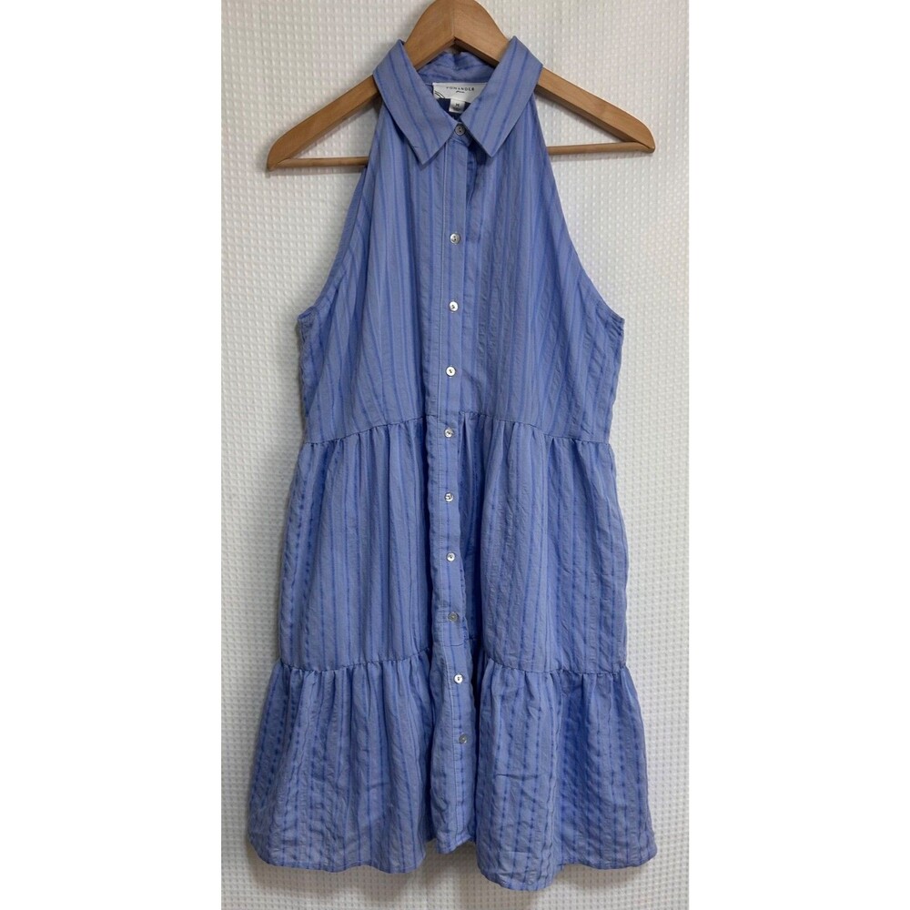 POMANDER PLACE Size S Tuckernuck Sailor Halter Tiered Pockets Shirt Dress‎ j
